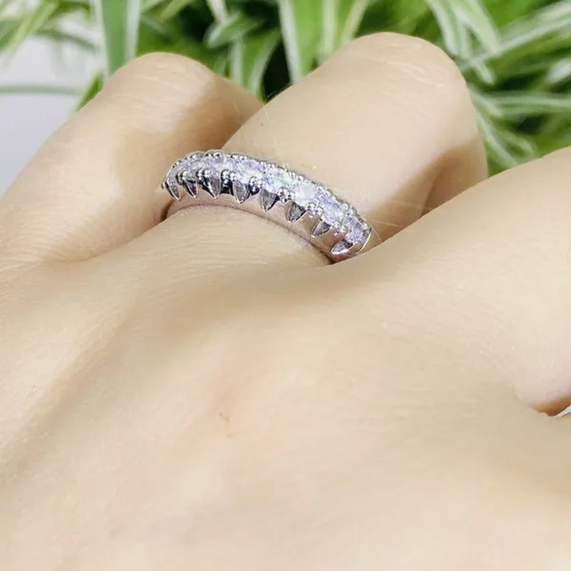 Luxury Silver /18K Gold Ring 925 Sterling Silver Womens Ring White Sapphire Wedd