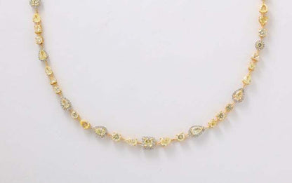 Multishape Yellow and White Diamond Necklace