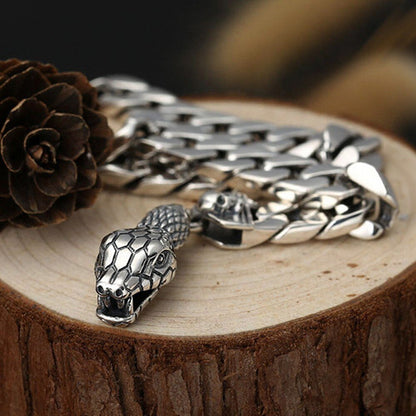 8Mm New S925 Sterling Silver Wrist Chain Jewelry 2022 Trendy Snake Head Buckl