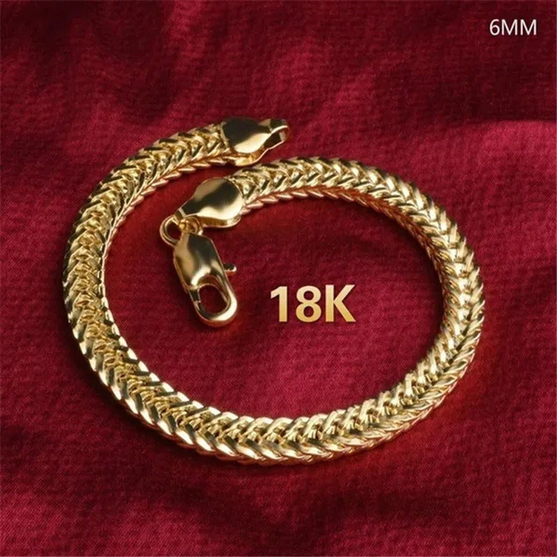 1/2/3Pcs 18K Solid Yellow Gold Bracelet Chain for Men Jewelry Women Jewelry 205M