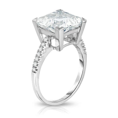 Princess Cut White Topaz and Diamond Ring in 14K White Gold