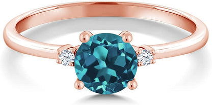 10K Rose Gold London Blue Topaz and White Created Sapphire Women'S Jewelry Engag