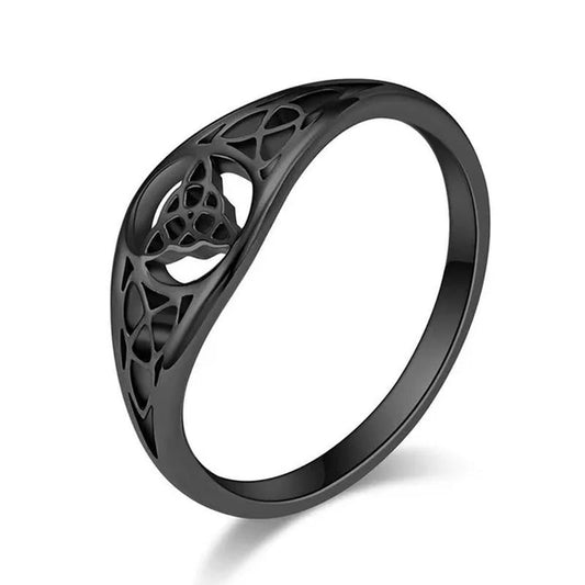 Women Men Viking Celtic Triquetera Knot Ring Titanium Stainless Steel Hollow Out