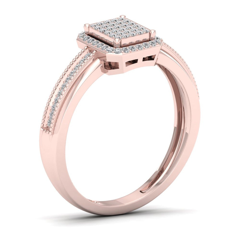 1/5Ct TDW Diamond 10K Rose Gold Halo Engagement Ring