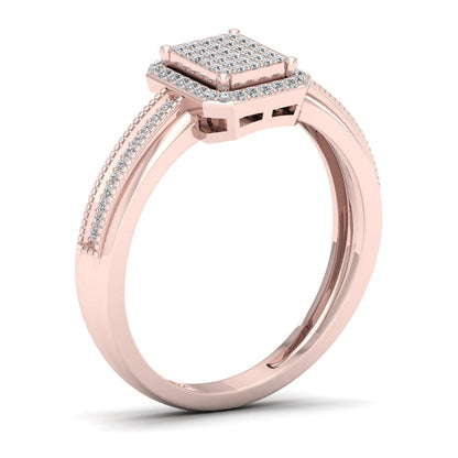 1/5Ct TDW Diamond 10K Rose Gold Halo Engagement Ring