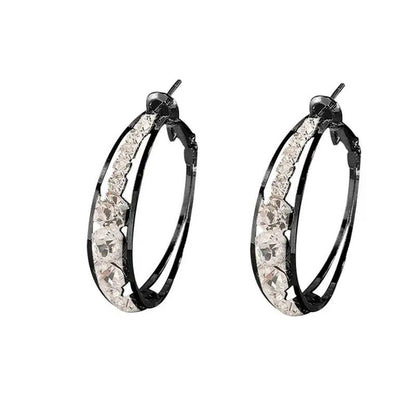 Exquisite Women'S 18K Gold Rhinestone Inlaid Big Diamond Hoop Hoop Earrings Euro
