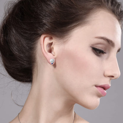 925 Sterling Silver 9MM Cultured Freshwater Pearl and round Blue Created Sapphir