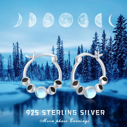Moonstone Moon Phase Hoop Earrings