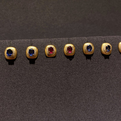 Men'S and Women'S Natural Sapphire Stud Earrings