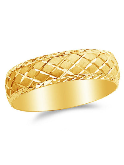 14K Yellow Gold 6Mm Diamond-Cut Men'S Wedding Band Ring , Size 10