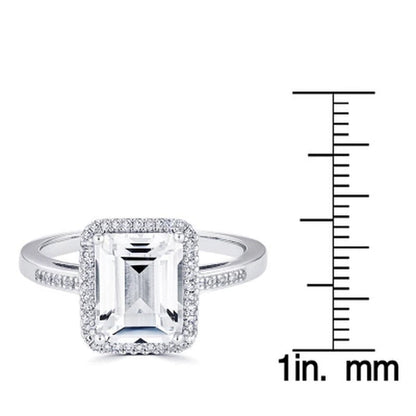 Lab Created White Sapphire and 0.14 CT. T.W. Diamond Ring in Sterling Silver