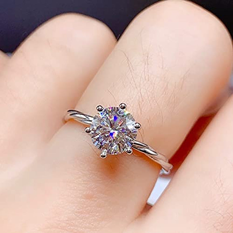 Shiny Full Diamond Ring 2Carat round Cut Cubic Zirconia Promise Wedding Ring for