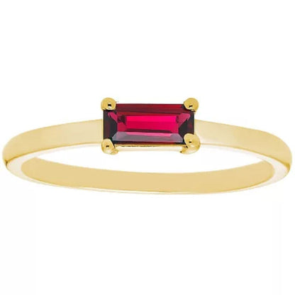 Lab Ruby Baguette Ring in 14K Gold