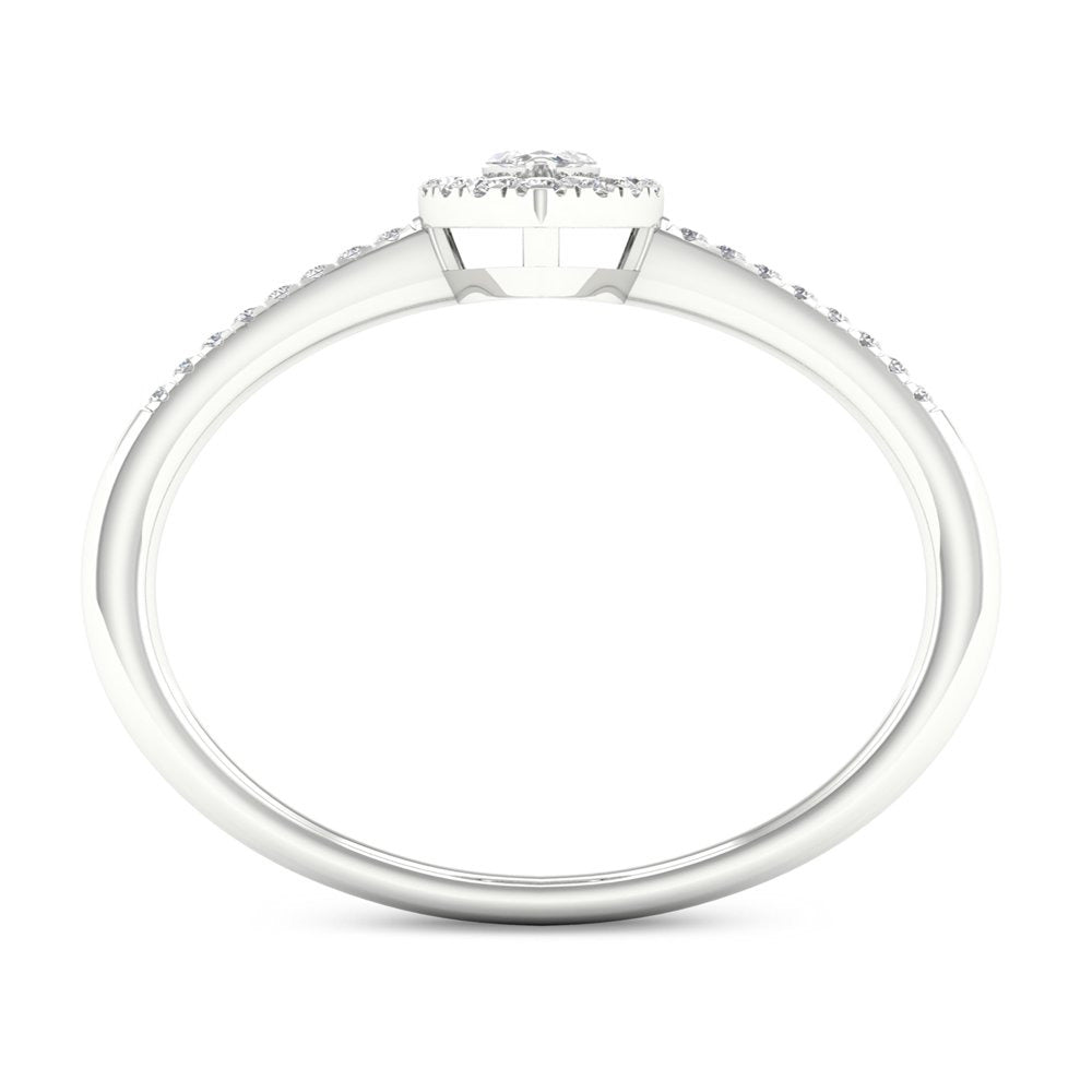 Imperial 1/5Ct TDW Diamond 10K White Gold Marquise Diamond Halo Promise Ring (H-