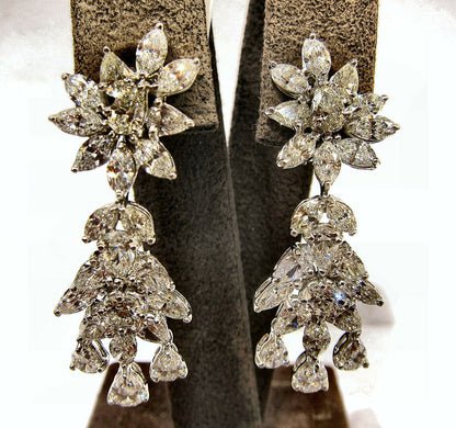 DIAMOND PEAR MARQUISE ROUND BRILLIANT DANGLE EARRING 12.45 CTTW PLATINUM