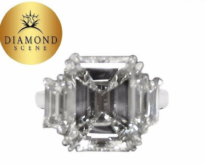 GIA Certified Emerald Shape Diamond J VS1 VG Excellent trapezoid engagement ring
