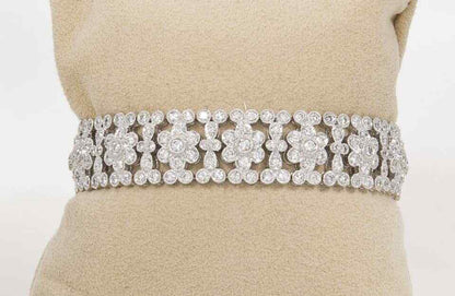 Engraved Diamond Floral Bracelet