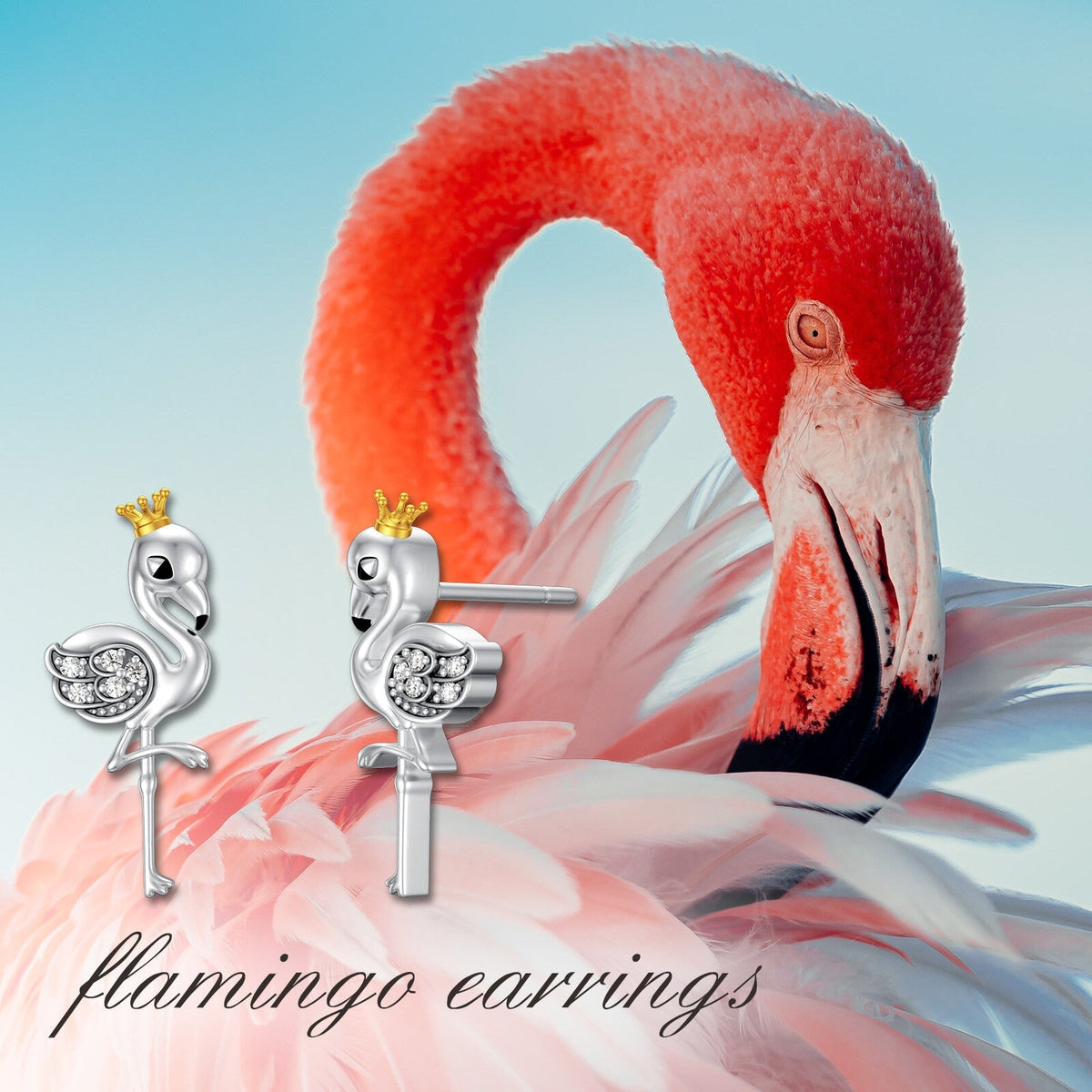 Flamingo Earrings 925 Sterling Silver Flamingo Jewelry Stud Earrings Gifts for W