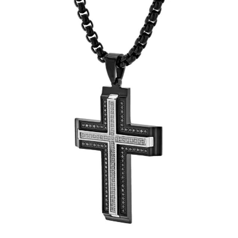 0.46 CT. T.W. Black and White Diamond Cross Pendant
