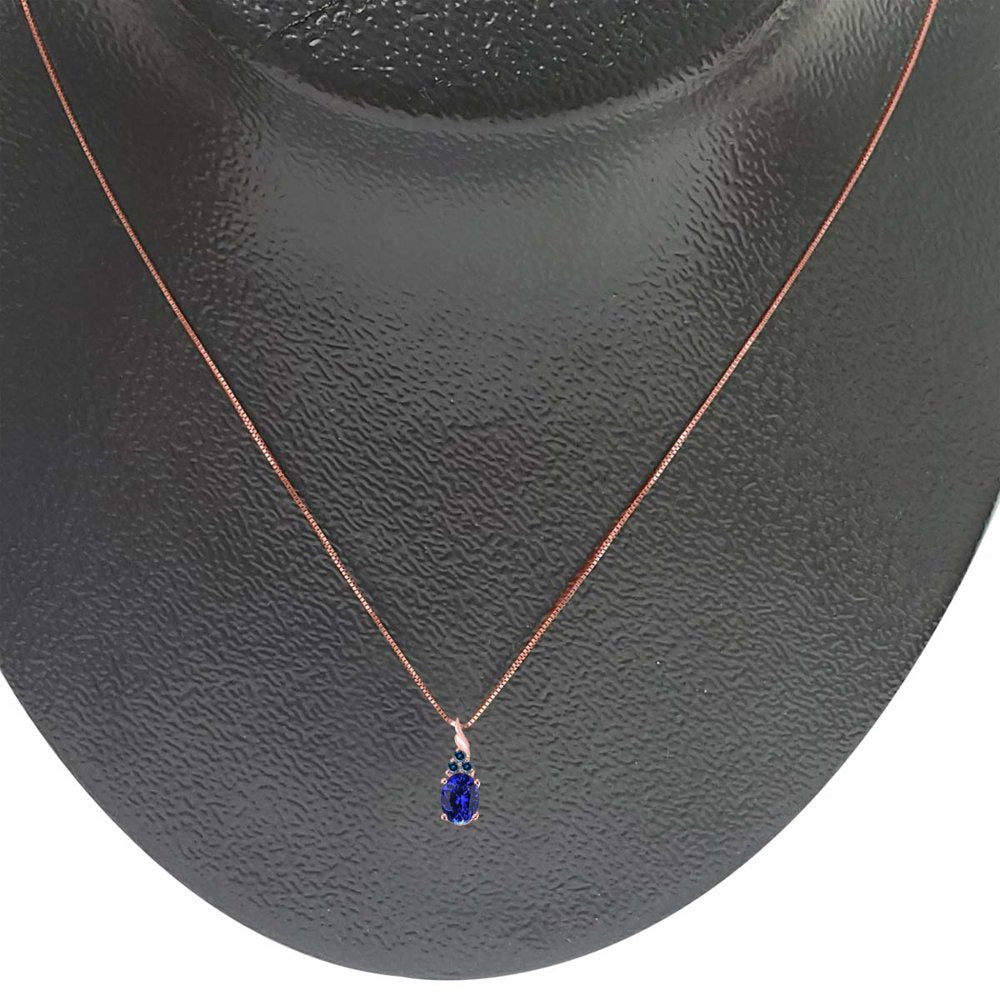 Tanzanite & Blue Diamond Pendant Necklace for Women | 14K Rose, White & Yellow G