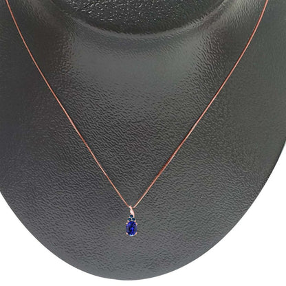 Tanzanite & Blue Diamond Pendant Necklace for Women | 14K Rose, White & Yellow G