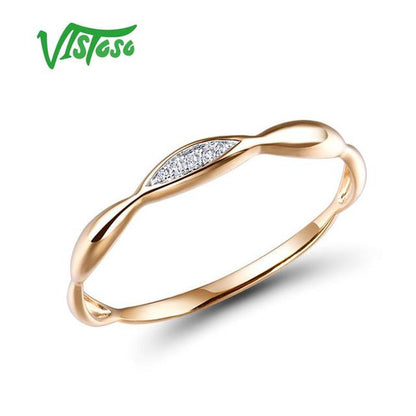 Gold Rings for Women Genuine 14K Yellow/White Gold Ring Shiny Diamond Promise