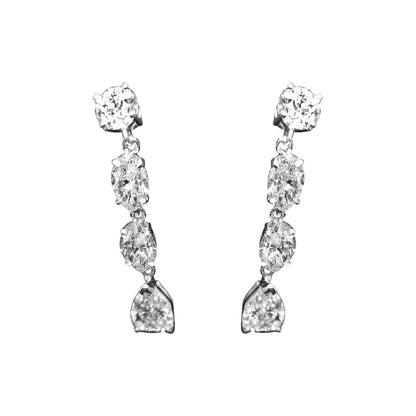 DIAMOND TWO ROUND BRILLIANT 4 MARQUISE TWO PEAR SHAPE DROP STYLE DANGLE EARRING