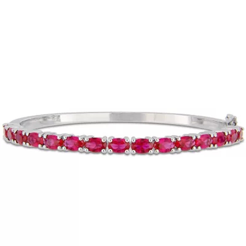 Created Ruby Bangle Bracelet in Sterling Silver