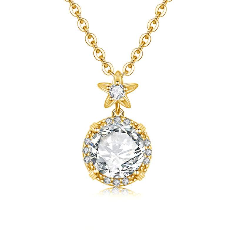 4 Carat Moissanite Necklace for Women D Color round Cut Pure 925 Silver Pass