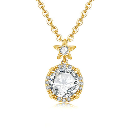 4 Carat Moissanite Necklace for Women D Color round Cut Pure 925 Silver Pass