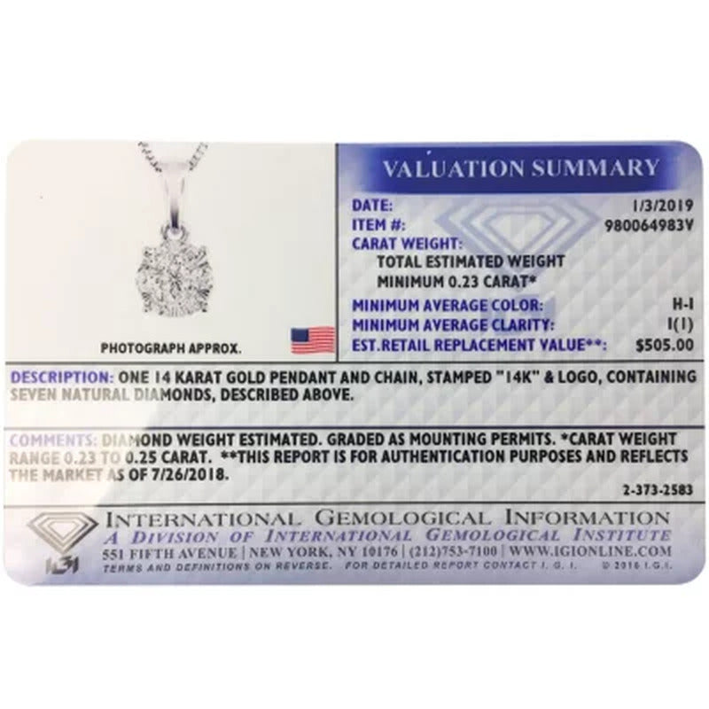 0.23 CT. T.W. Diamond Pendant in 14K White Gold