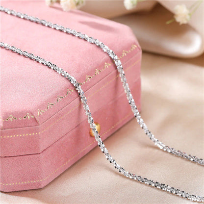 Authentic Italian S925 Sterling Silver Necklace Sparkling Clavicle Chain Sweater