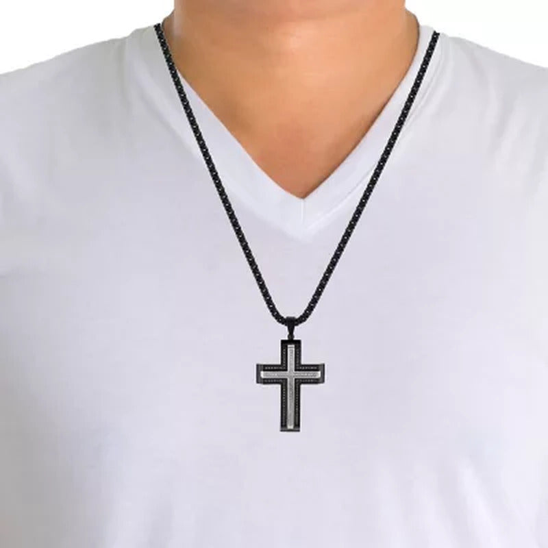 0.46 CT. T.W. Black and White Diamond Cross Pendant