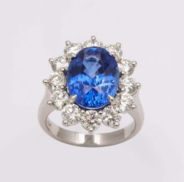 Ceylon Blue Sapphire and Diamond Ring