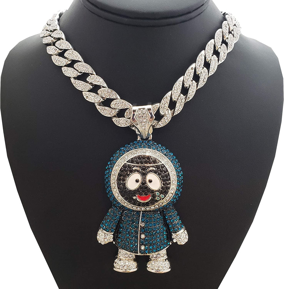 Hip Hop Iced Large BRICK SQUAD ESKIMO Pendant & 18" 1 ROW Tennis Choker Chain Ne