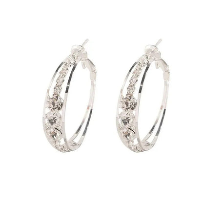 Exquisite Women'S 18K Gold Rhinestone Inlaid Big Diamond Hoop Hoop Earrings Euro