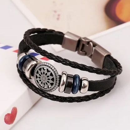 Men'S Bracelet Male Fashion Leather Cord South Korea Multilayer Personality to R