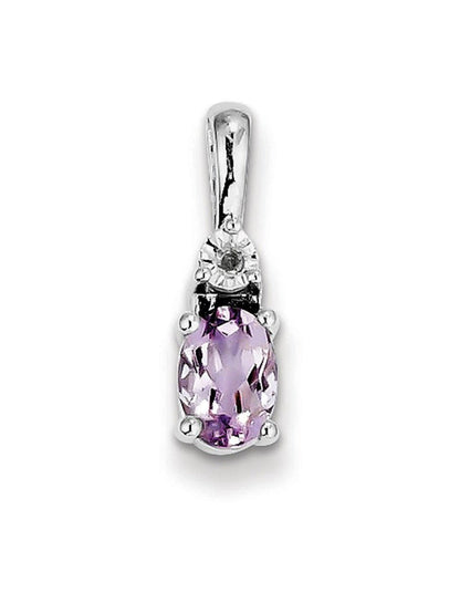 Sterling Silver Diamond & Pink Amethyst Pendant Gem Wt- 0.71Ct