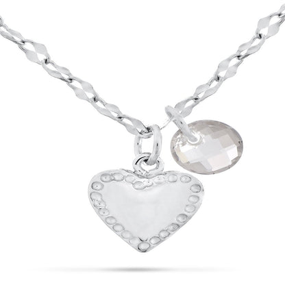 Briolette Cut Simulated Gemstone Dangle Heart Necklace in Silver