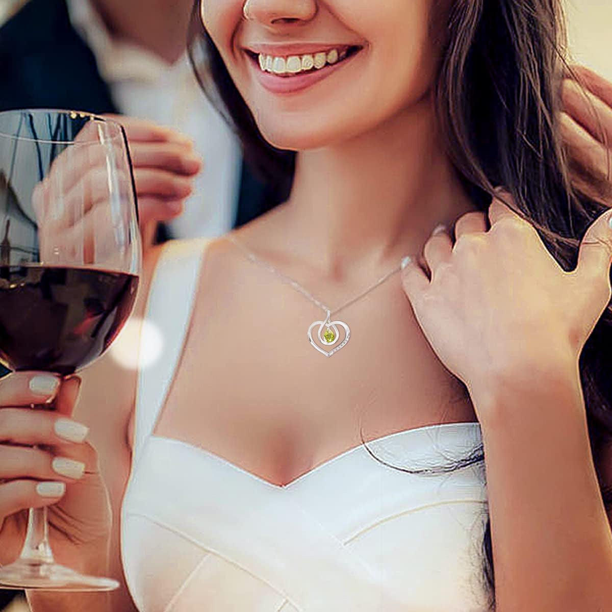 Fine Jewelry Birthstone Necklace Valentines Day Gifts for Her Sterling Silver Ge