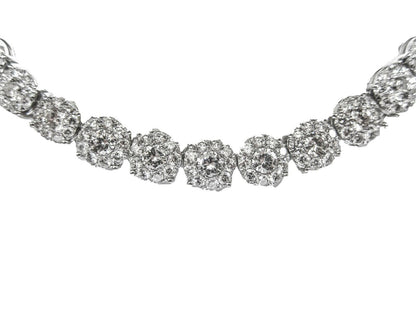 DIAMOND NECKLACE ROUND BRILLIANT BIG HALO GRADUATED AROUND SET CENTER 9.00 MM