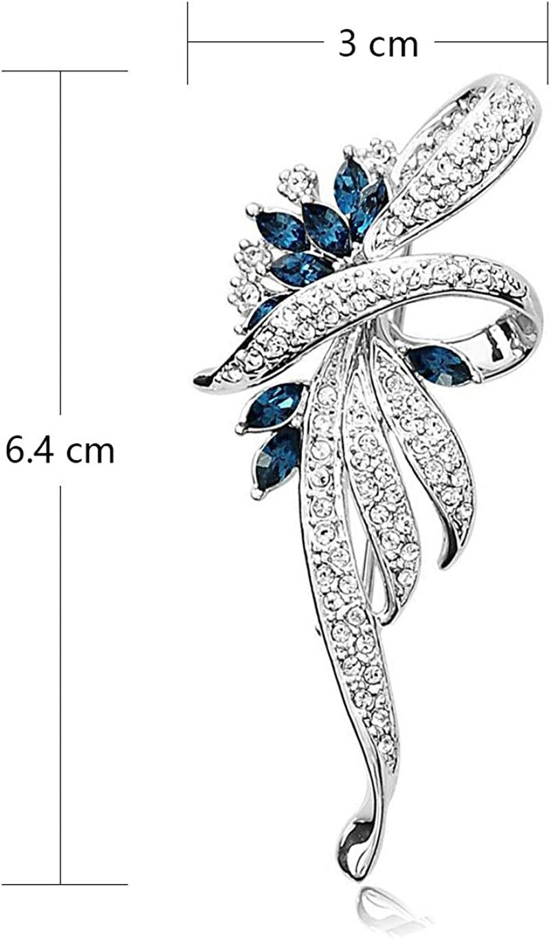 Created Crystal Brooch Fancy Vintage Style Flower Brooch Pin for Women, Girls, L