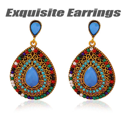 Hoop Earrings for Women,Occident Vintage Jewelry Bohemian Style Diamond Luxury D