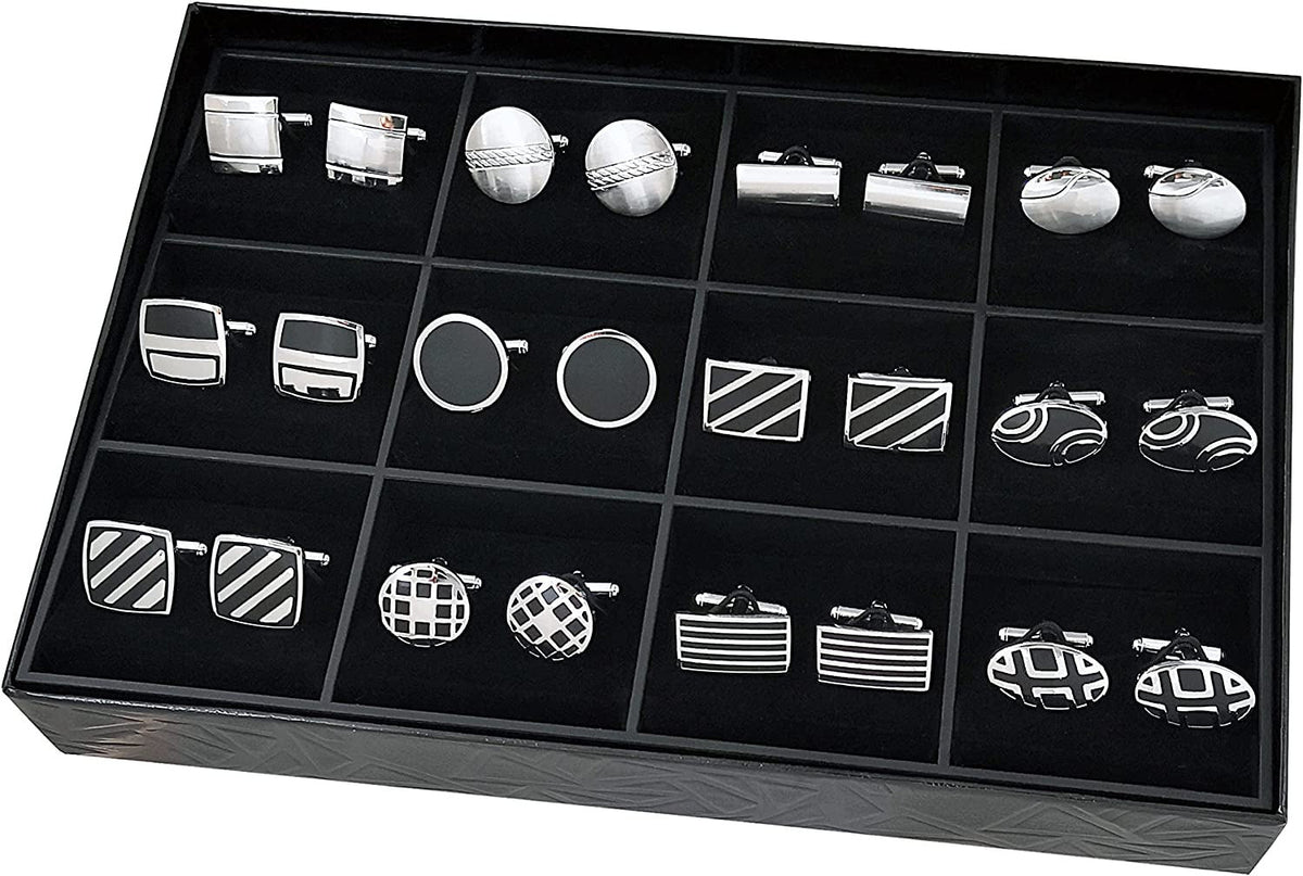 12 Pairs Cufflinks Set Gifts for Men Vintage Wedding Tuxedo Shirt Cuff Links Sil