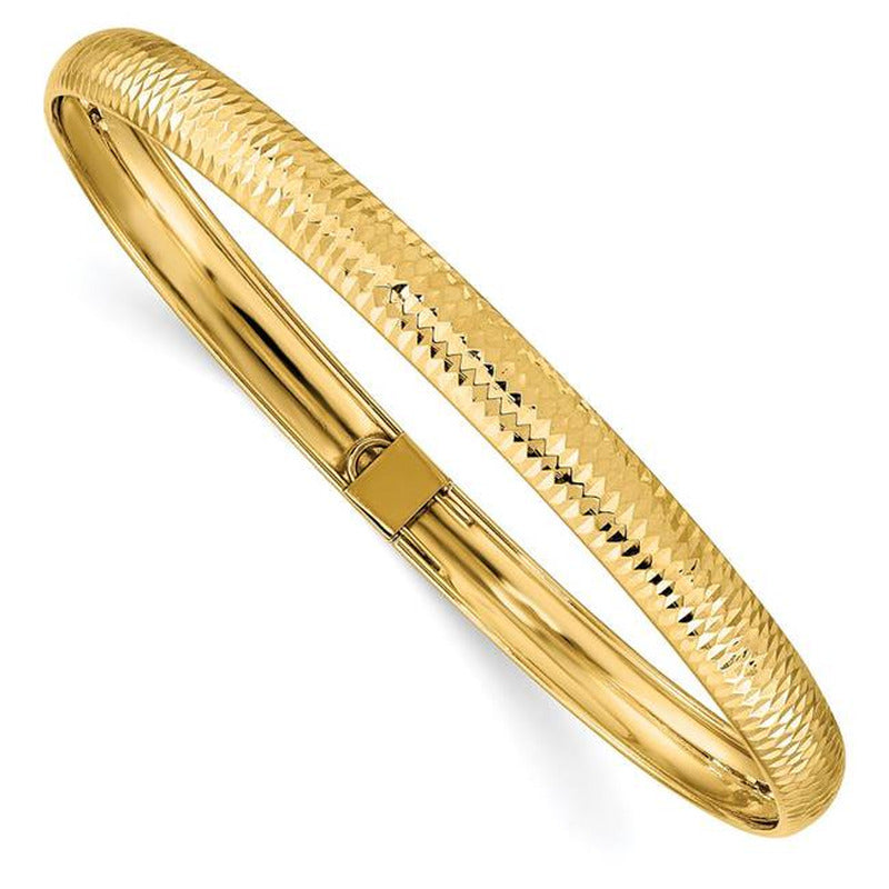 14 Karat Yellow Gold Textured Flexible Bangle