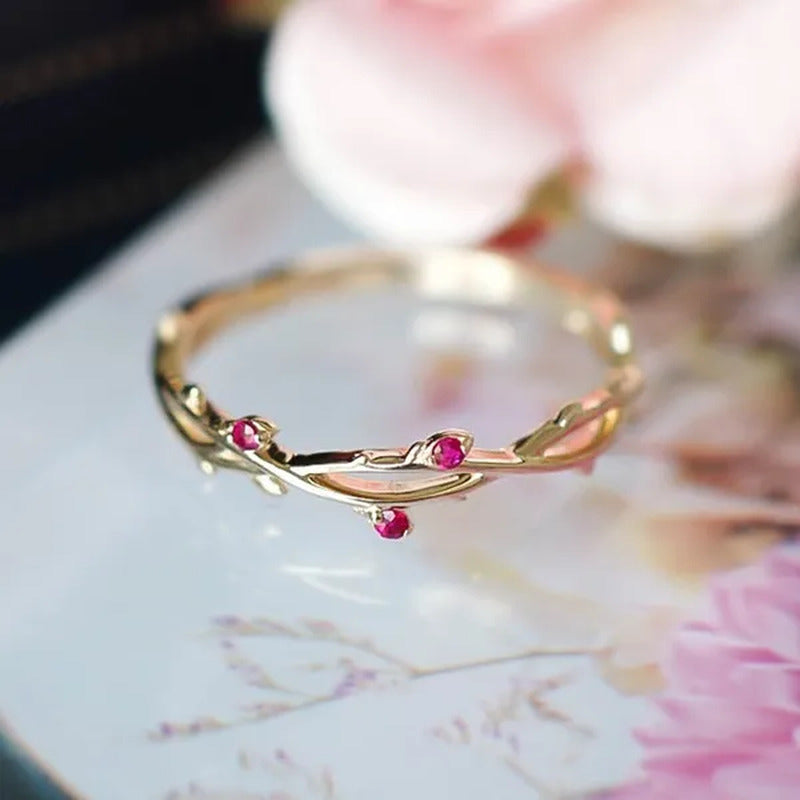 Simple Fashion Natural Ruby Gemstone Bridal Wedding Ring for Womens Engagement W