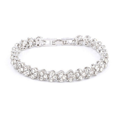 Woman Gold Silver Crystal Diamond Cuff Bracelet