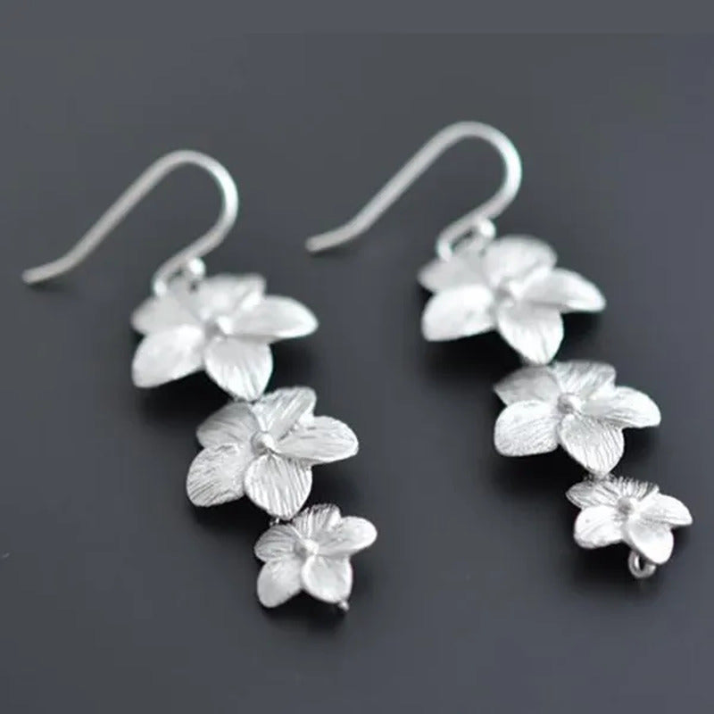 Simple Silver Color Small White Flower Shape Pendant Engagement Anniversary Earr