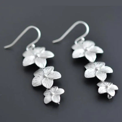 Simple Silver Color Small White Flower Shape Pendant Engagement Anniversary Earr