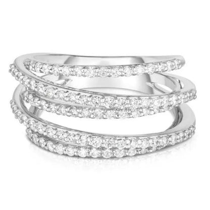 Multilayer Design 925 Sterling Silver Diamond Stacking Ring Engagement Wedding R